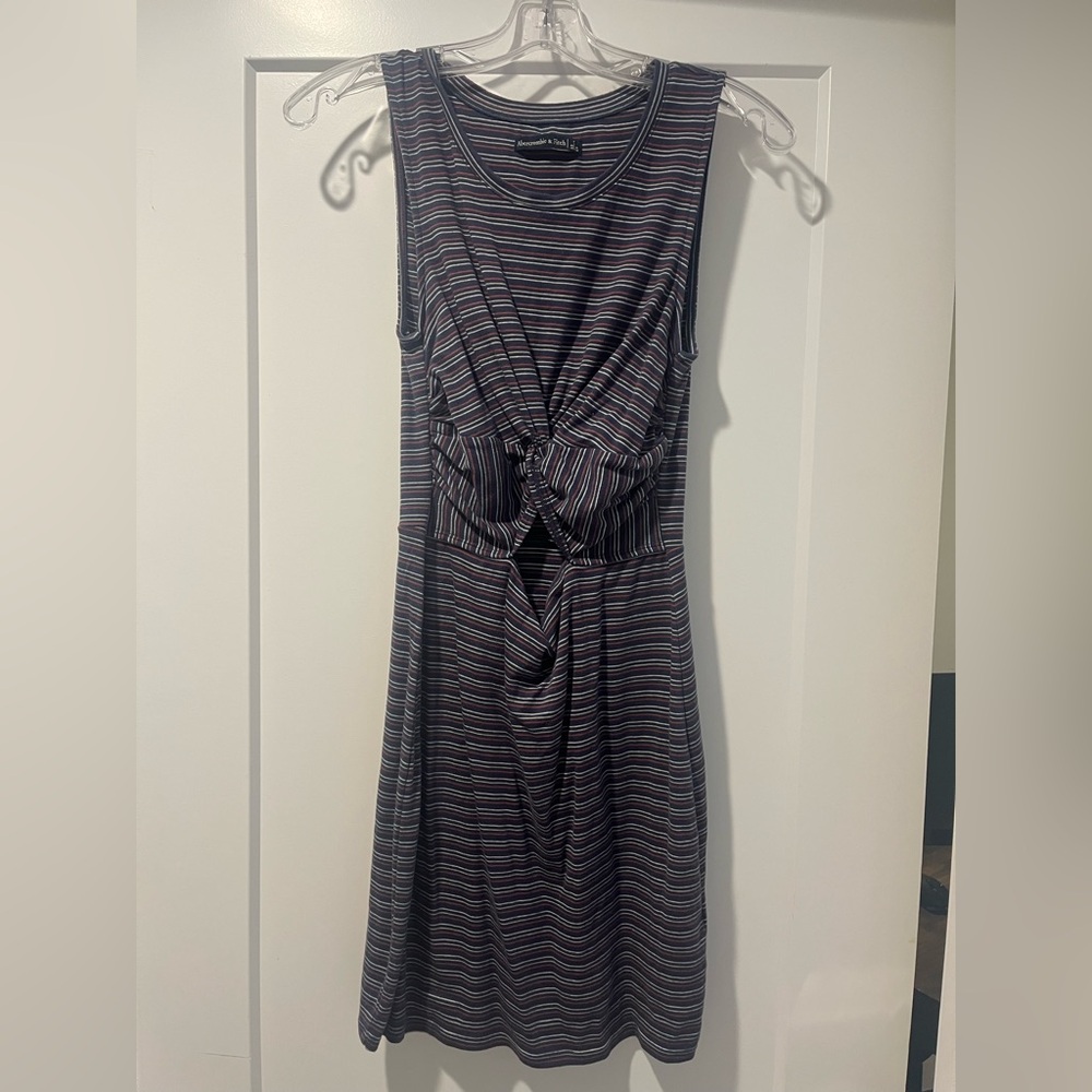 Abercrombie and Fitch Cutout Knit Bodycon Dress, Navy/Stripe - s